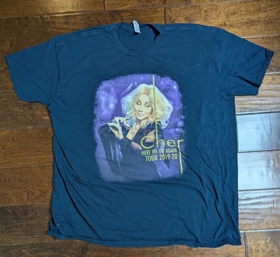 Cher TShirt Top Adult Size 2XL Black Purple 2019 Concert Tour Here We Go Again  - Image 1 of 4