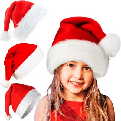 Santa Claus Christmas Hat Red Soft Plush Hat for Adults Kids Xmas Decor. - image 1 of 4