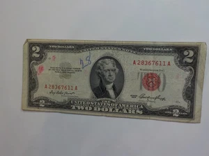 Currency Note 1953 2 Dollar Bill Paper Money Red Seal United States American - Picture 1 of 2