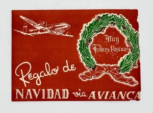 BOLSO ETIQUETA EQUIPAJE AEROLÍNEA ORIGINAL VINTAGE AVIANCA COLOMBIA NAVIDAD - Imagen 1 de 6