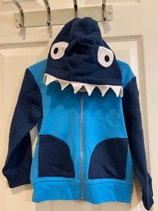 Cute blue/Navy Shark with eyes and teeth zipper  hoodie sweatshirt size 2-4Y - Picture 1 of 8