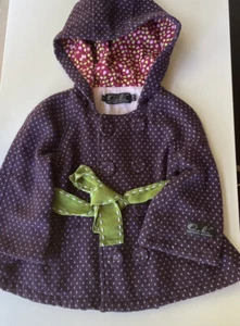 Baby Girls OOBI AUSTRALIA jacket Size 6-12 Months Size 0 Lined Hood Cotton Wool - Picture 1 of 9
