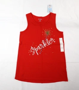 Cat and Jack Kids Girl's Large (L) 10/12 Red SPARKLER Sleeveless Tank Top NEW - Picture 1 of 10