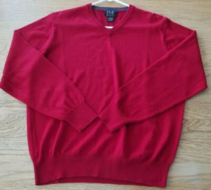 JOS A BANK Signature Collection Mens Red Merino Wool Sweater M EUC - Picture 1 of 7