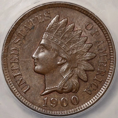 1900 Indian Cent ANACS AU-58 Cover