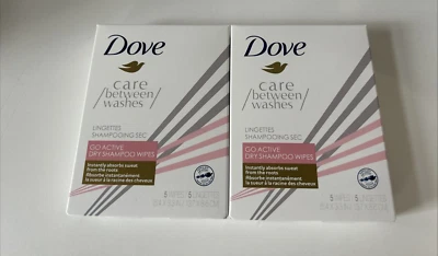 2 toallitas champú seco Dove Care Between Washes Go Active - toallitas de viaje - ¡NUEVO! Foto 1 de 4