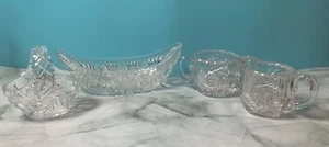 Queen Lace Bohemia Crystal, 4 Piece, Sugar, Creamer, Basket, Boat Dish - Picture 1 of 10
