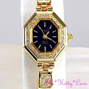 Suizo OMAX Elegante Insólito Oro Octagonal Reloj con Swarovski Cristales JE0474 - Picture 1 of 12