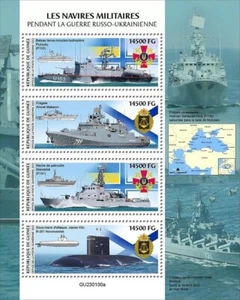 GUERRA UCRAINA Navi Militari Marina Nave da Guerra e Sottomarino Foglio Francobolli (2023 Guinea) - Foto 1 di 1