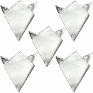 5 PCS Men Solid Color Pocket Square Hanky Wedding Satin Handkerchief Set YY1004 - Picture 1 of 23