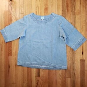 Blusa túnica manga 3/4 de mezclilla ligera para mujer Martha Stewart  - Imagen 1 de 9