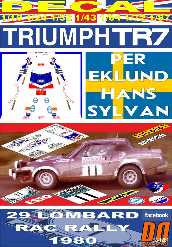 DECAL TRIUMPH TR7 V8 P.EKLUND RAC R. 1980 DnF (06) - Image 1 of 1