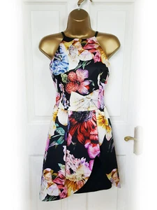 LIPSY Multicoloured Floral Tulip Hem Halter Dress, Size 12 - BNWT - Picture 1 of 7