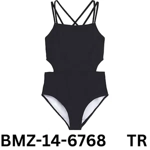 Kanu Surf Girls' Beach Sport Cut-Out 1-Piece Swimsuit, Solid Black, Size 16 - Picture 1 of 3