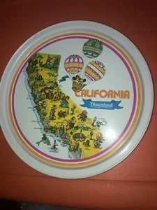 VTG Walt Disney Production Disneyland California Souvenir White Metal Plate Tray - Picture 1 of 3