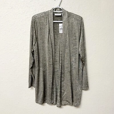 Cárdigan Suéter Elastizado Carrera Brillo Susan Graver Mujer Talla 1X Frente Abierto Foto 1 de 4