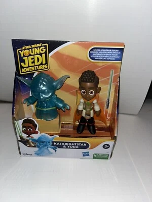 Набор из 2 фигурок STAR WARS Young Jedi Adventures KAI BRIGHTSTAR HOLOGRAM YODA 2023 - Изображение 1 из 3