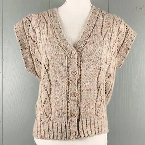 The Villager Cardigan Sweater Womens M Beige Ragg Cottagecore Peasant 90s 80s - Picture 1 of 11