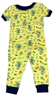 Koala Kids Boys 2 Piece Yellow Surfing Dinosaur Pajama Set Size 12m NWT - Image 1 of 3