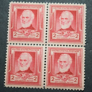 1940 US Scott #865 - Block of 4 - 2 cent John G Whittier - MNH/OG/VF - Picture 1 of 2