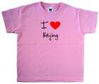 I Love Heart Beijing Pink Kids T Shirt