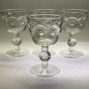 St Genevieve von Bartlett Collins 4 Cordials Stielgläser AKA Bullseye Cane US Glas - Bild 1 von 6