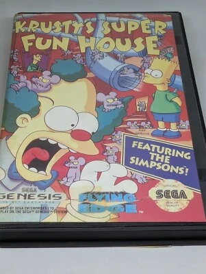 Krusty's Super Fun House (Sega Genesis, 1994) *No Manual* Authentic Tested! - Image 1 of 4