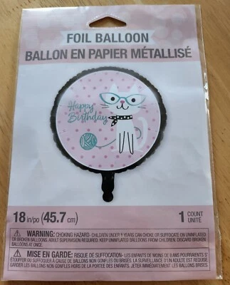 Purr-Fect Kitty Cat Party Happy Birthday Foil Balloon 18" Girls Birthday Party - Image 1 of 3