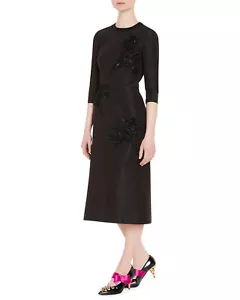 Nuevo con etiquetas Vestido Prada Adornado Cuentas Faille Cóctel Negro Talla 40 $4750 - Imagen 1 de 12