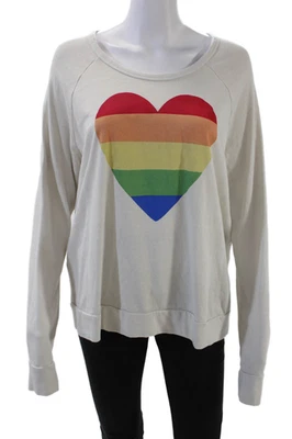 Sudadera Sundry Mujer Manga Larga Cuello Redondo Arco Iris Corazón Blanca Talla 2 Foto 1 de 4