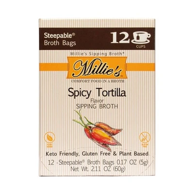 Millie’s Sipping Broth - Vegetable Broth - Spicy Tortilla 12 Count Box - Image 1 of 4
