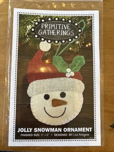 Primitive Gatherings JOLLY SNOWMAN ORNAMENT Wool Pattern - Picture 1 of 2