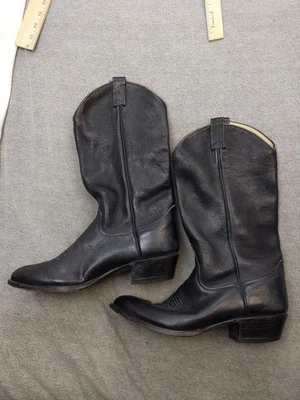 Botas Westerns Boot Collection Masculinas 11.5 Couro Preto Western Cowboy EUA - Imagem 1 de 4