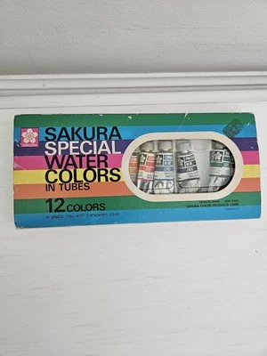 Винтажный Sakura специальные акварели в трубках 10 цветов и лоток комплект сделано в Японии  - Изображение 1 из 4