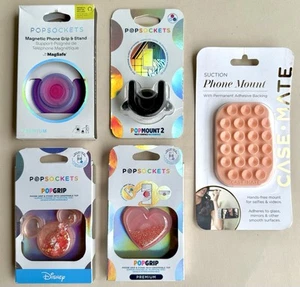 5 NEW POPSOCKET Bundle! Glitter Heart, Mickey Ears, MagSafe Popgrip Disney Pink - Picture 1 of 5