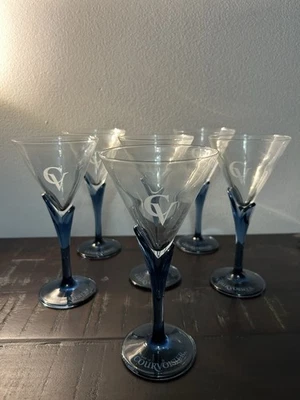 Juego de 6 vasos de Martini Courvasier Luigi Bormioli cristal coñac azul tulipán Foto 1 de 4