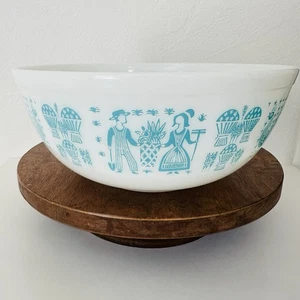 Pyrex Rührschüssel #404 Amish Butterprint Cinderella weiß türkis 4 Quart Vintage - Bild 1 von 6