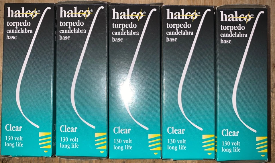 5 Halco CTC25  25W Torpedo Candelabra Base Clear CRC25 #1003 - Image 1 of 3