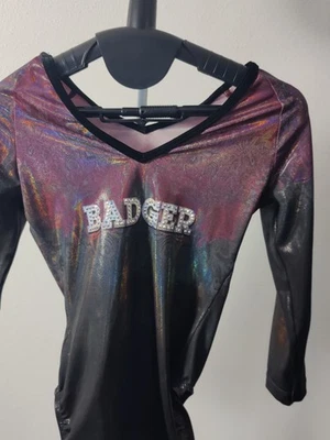 Body de gimnasia tejón talla pequeña púrpura y negro Foto 1 de 4