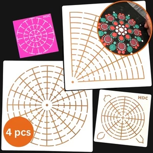 Mandala Stencil - 4 Piece Set Including Super Flexible Template - by - Stenci... - Picture 1 of 8