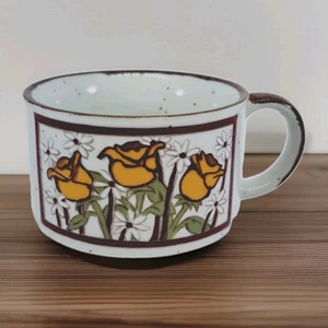 VTG Otagiri Style Coffee/Latte Mug - Stoneware - Floral Roses - Speckled - EUC - Picture 1 of 10