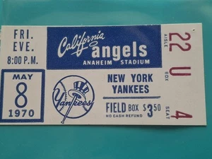 MLB Baseball Ticket Angels Yankees 8. Mai 1970 signiert Roy White - Bild 1 von 2