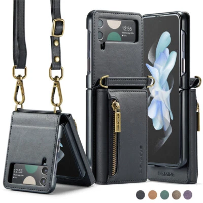 RFID Wallet Card Crossbody Lanyard PU Case For Samsung Galaxy Z Flip 6 5 4 Cover - Image 1 of 4