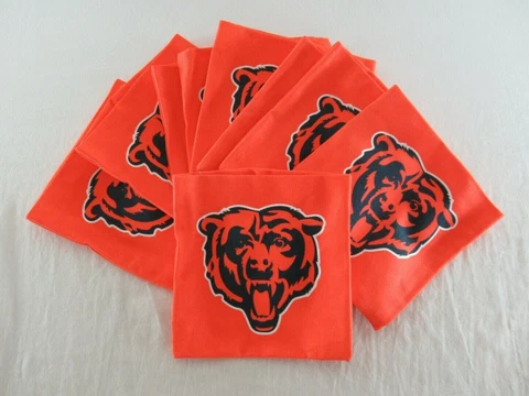 Chicago Bears Football 6 Inch Orange Fabric Loot Bags Lot of 10 Cover