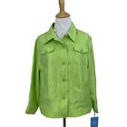 Lara Lane Button Up Shirt Women Size 14 Lime Green Spread Collar Stretch Shacket