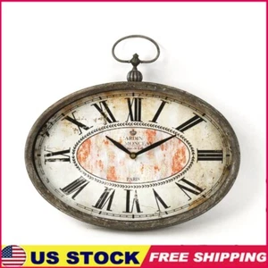 Antique French Oval Wall Clock Distressed Finish Roman Numerals Home Decor PC004 - Picture 1 of 2