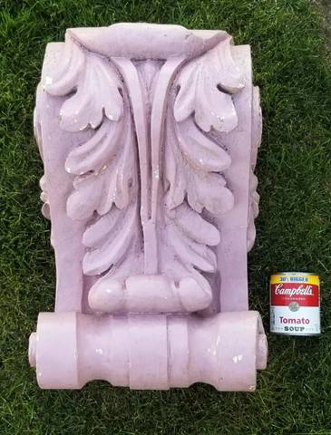 Huge Chippy Pink Painted Architectural Salvage Carved Wood Corbel 23 POUNDS! Cover