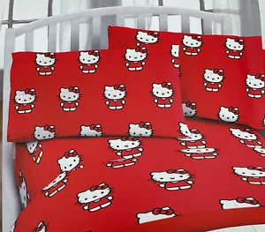 Hello Kitty Classic Girl in Red Twin Bed Sheet Set - 3 Piece Set by Sanrio - Picture 1 of 3