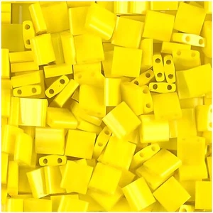 Miyuki Tila 2-Hole Square Beads 5mm Opaque Yellow TL404 - Picture 1 of 3