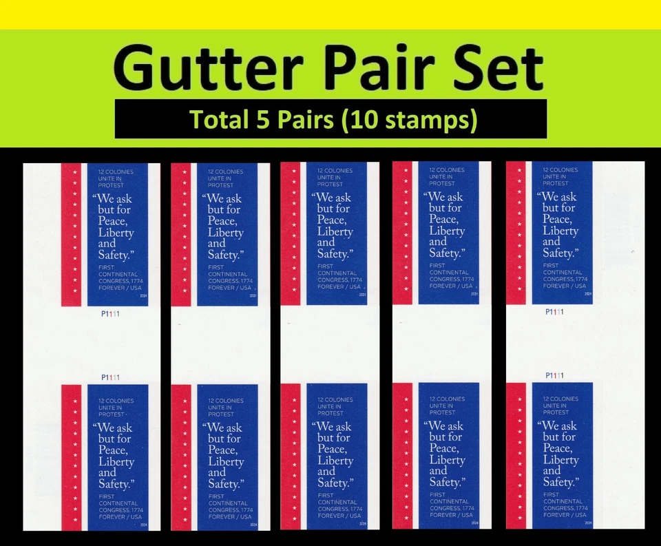 US 5939a First Continental Congress imperf NDC horz gutter pair set 5x2 MNH 2024 - Image 1 of 1